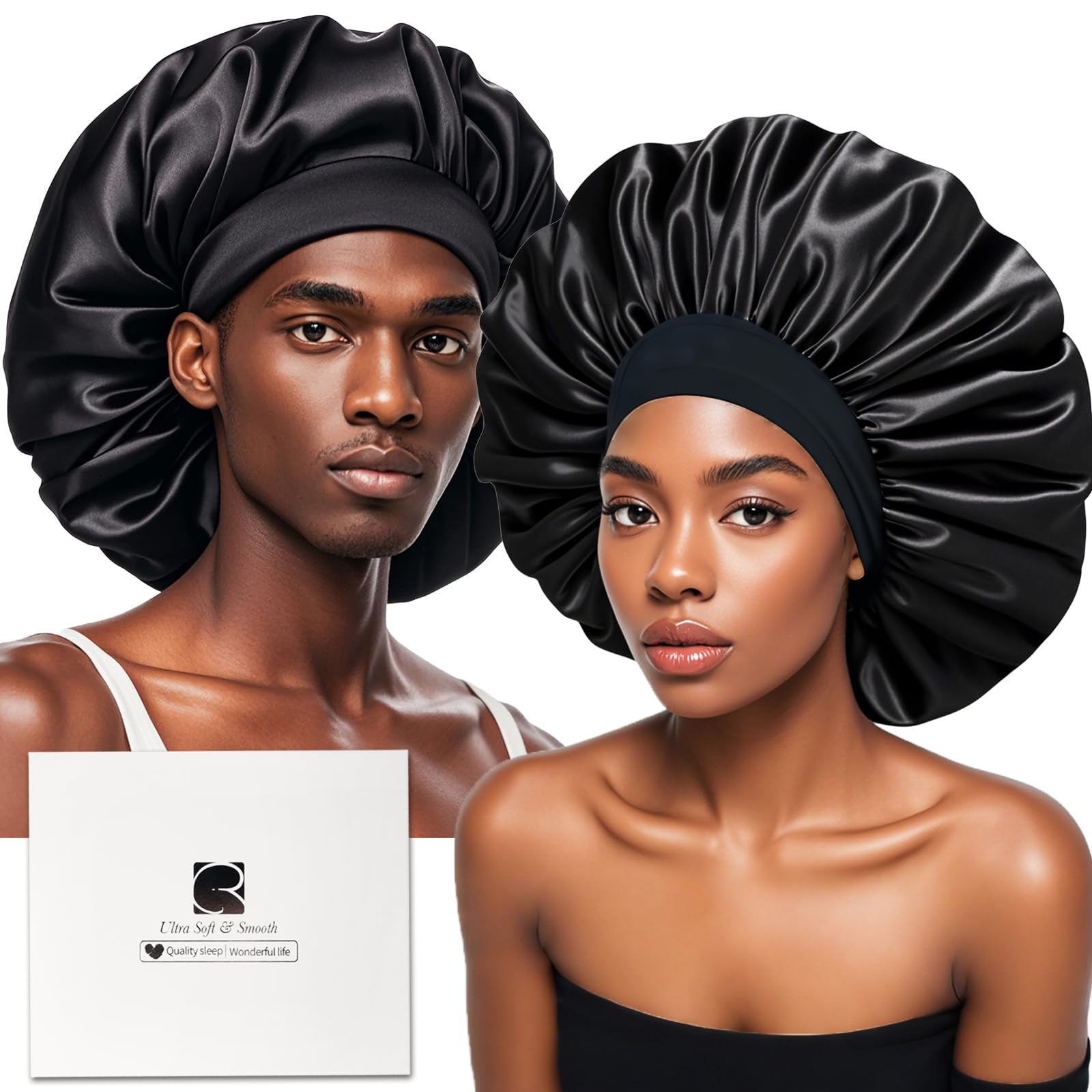 SilkySmooth Dual-Layer Satin Hair Bonnets